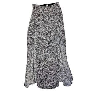 Garage Black and White Floral Maxi Skirt with Cut Outs Size Small